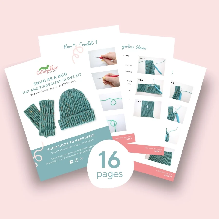 Crochet Kit - Snug as a Bug Hat & Fingerless Gloves - Image 4