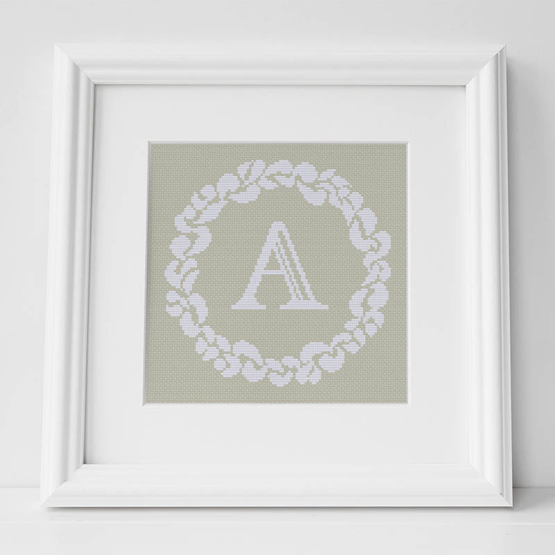 Grace Wreath Monogram - Cross Stitch Kit or Pattern - Image 3